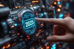 Futuristic Digital Interface with 2025 Date Highlighted for Technology Concept photo