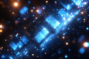 Futuristic Digital Technology Abstract Neon Cube Design for Innovative Graphic Projects photo