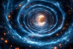 Futuristic Vortex Tunnel with Glowing Particles for Sci-Fi and Abstract Design photo