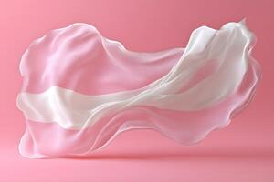 Elegant Flowing Pink and White Fabric on Soft Pink Background for Design photo