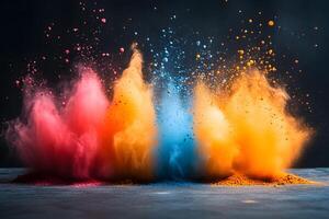 Colorful Powder Explosions Creating Dynamic Abstract Art for Creative Projects photo