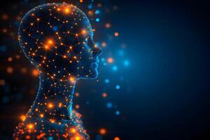 Digital Human Profile with Futuristic Neural Network Design for Technology Concepts photo