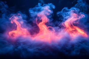 Abstract Flaming Forms in Blue Fog - Surreal Art for Creative Design and Digital Media photo