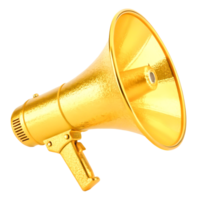 Golden Megaphone Announcement, 3D Render, Luxury Marketing Concept png