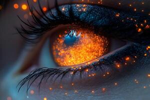 Mesmerizing Eye with Fiery Cosmic Glow - Visual Metaphor for Creativity and Imagination photo