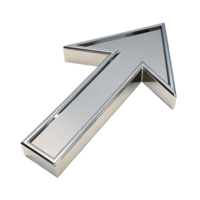 Chrome Arrow Up 3D Render, Metallic Pointer, Shiny Navigation Symbol png