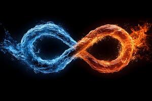 Duality Concept with Fiery and Icy Elements in Infinity Symbol Design photo
