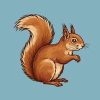 Squirrel Illustration Standing Upright with Bushy Tail on Solid Background vector