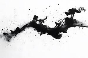 Abstract Black Ink Flow on White Background for Art and Design Projects photo