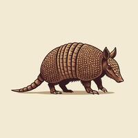 Armadillo Walking Illustration with Detailed Texture and Neutral Background vector