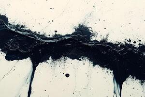 Abstract Black Paint Splatter on White Canvas for Creative Design and Background Use photo