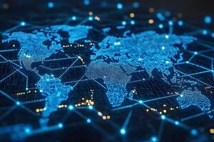 Global Digital Connectivity Abstract Network Map for Technology and Innovation Design photo