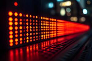 Dynamic LED Display with Vibrant Red Lights for Technology and Advertising photo