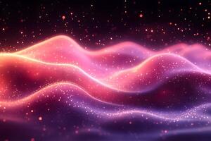 Glowing Abstract Waves with Vibrant Dust Particles in a Mystical Landscape Design photo
