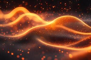 Abstract Glowing Orange Waves and Particles for Modern Digital Design photo
