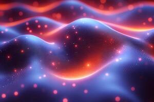 Abstract Futuristic Waveform Pattern with Glowing Neon Dots for Design and Digital Art photo