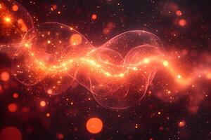 Abstract Glowing Cosmic Wave in Red Sparkling Particle Background for Digital Art and Design photo
