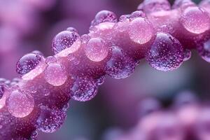Close-Up of Dew-Covered Purple Plant Stem Creating Abstract Nature Concept for Print photo