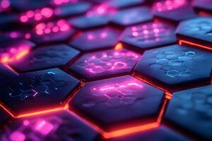 Futuristic Hexagonal Digital Interface for Technology Design and Innovation photo