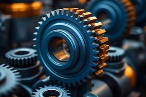 Industrial Machinery Gears in a Factory Setting for Mechanical Engineering and Design photo