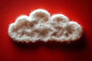Fluffy Cloud on Vibrant Red Background - Abstract Art and Design Element photo
