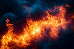 Intense Flames and Dark Smoke in Dynamic Fire Abstract for Visual Design photo