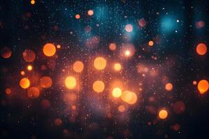 Abstract Bokeh Lights with Blue and Orange Glow - Perfect for Creative Backgrounds and Design Projects photo