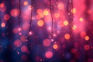 Magical Bokeh and Twinkling Lights with Hanging Branches for Dreamy Backgrounds photo