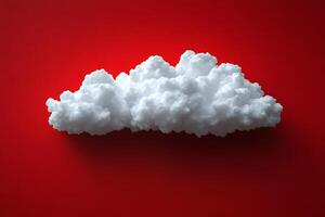 Surreal White Cloud Against Bold Red Backdrop for Creative Design Concepts photo