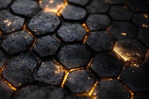 Abstract Hexagonal Pattern with Glowing Embers for Modern Design photo