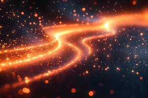 Futuristic Neon Light Trails with Abstract Particle Background for Creative Design photo