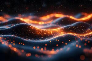 Glowing Abstract Waveforms with Sparkling Particles for Futuristic Design photo