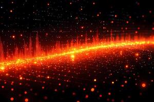 Abstract Data Wave with Glowing Red Particles and Dynamic Grid for Tech Designs photo