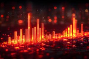 Futuristic Data Visualization with Glowing 3D Bar Graphs for Technology Design photo