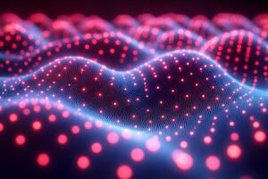 Abstract Neural Network Concept with Glowing Digital Waveform Design for Technology Theme photo