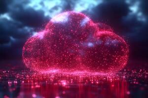 Futuristic Digital Technology Cloud - Cyber Network Data Visualization Design photo