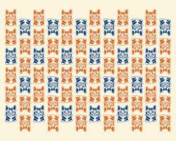Vintage cats head pattern background layout fabric textile design print art cover packaging editable vector