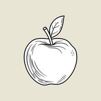 Illustration of a plain white apple isolated on a cream color base vector