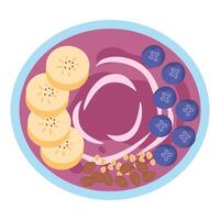 Breakfast Smoothie Bowl with Fruit and Nuts vector