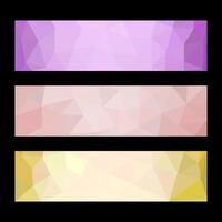Geometric low poly banners with gradient backgrounds vector
