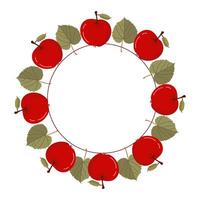 Beautiful Red Apple Wreath adorned with Leaves, designed vector