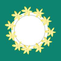 Round frame with lilies on a green background vector