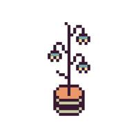 Charming retro flower in pixel art vector