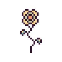 Pixelated flower pattern with retro vibes vector
