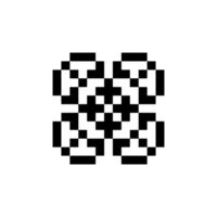 Retro pixel style with abstract shapes and borders vector