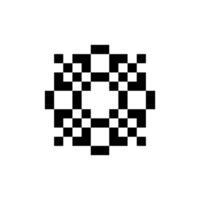 Old-school geometric pixel shape with vintage outline vector