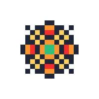 Vintage pixelated outline with geometric shapes vector