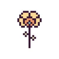 Pixel flower in vintage retro style vector