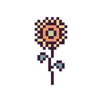 Pixel art flower stencil pixel-based vector
