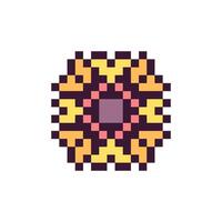 Pixel art abstract outline with vintage geometry vector